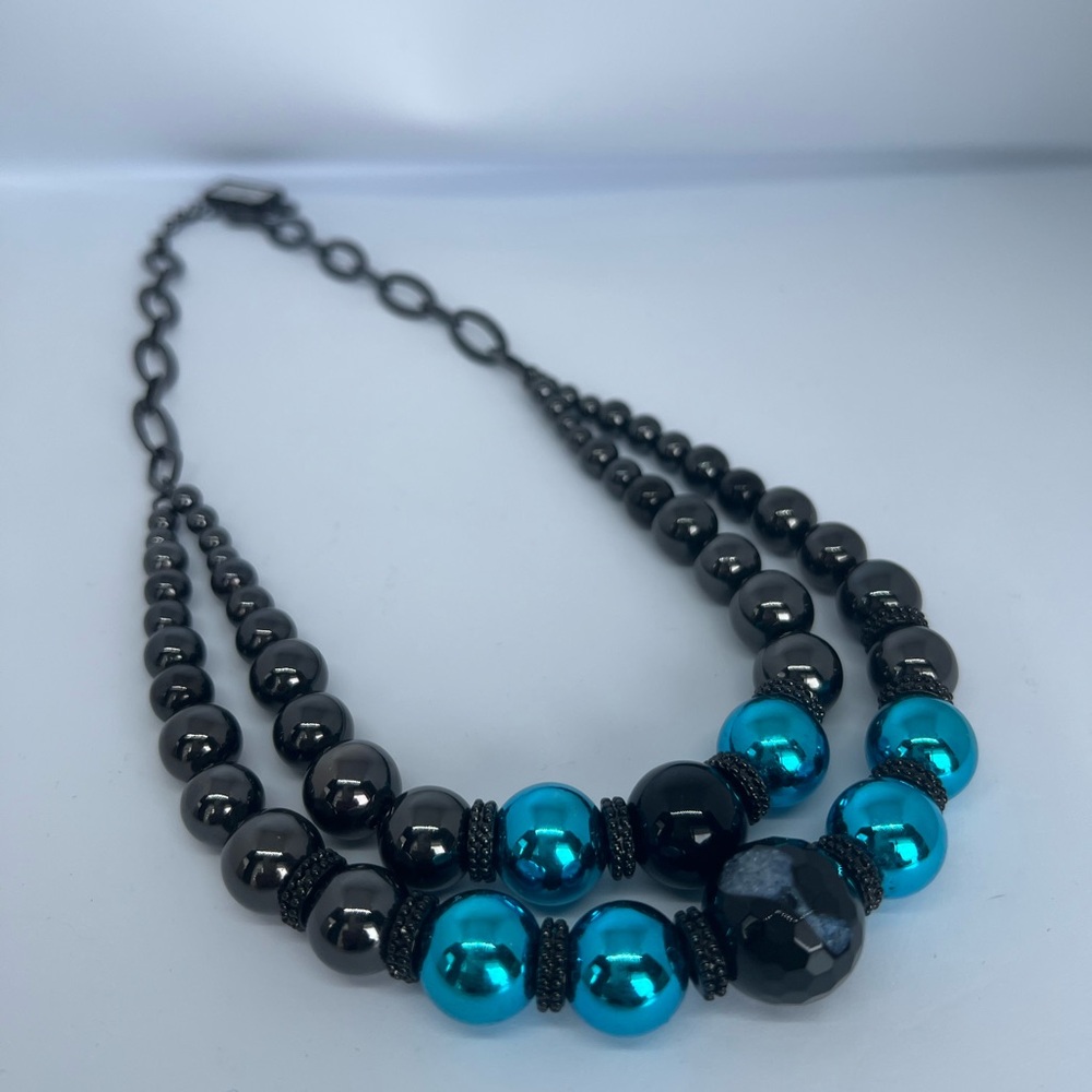 Fifth Avenue Collection Real Agate and Bead Hematite Necklace NWT 20”